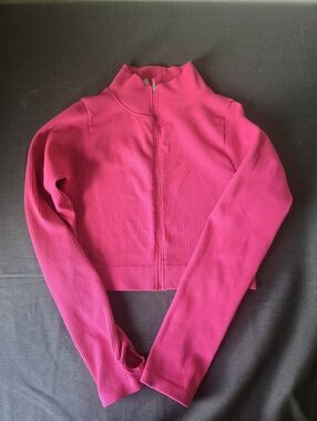 Fashion Nova Hot Pink Ribbed Zip-Up Jacket